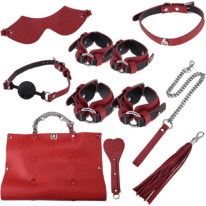 Red Leather 8-Piece BDSM Set